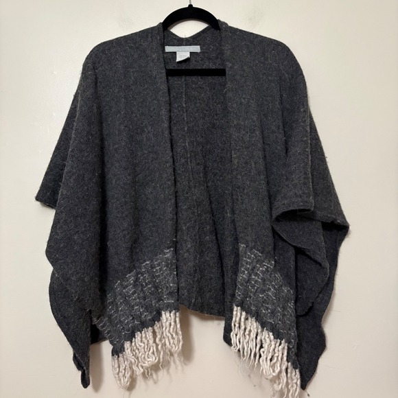 Noonday Collection Sweaters - Noonday Collection Alpaca Blend Fringe Wrap Cardigan Charcoal Gray Handmade Peru